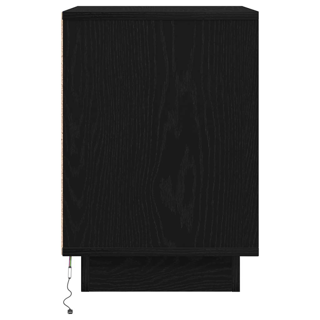 Bedside Cabinets with LED Lights 2 pcs Black 38x34x50 cm