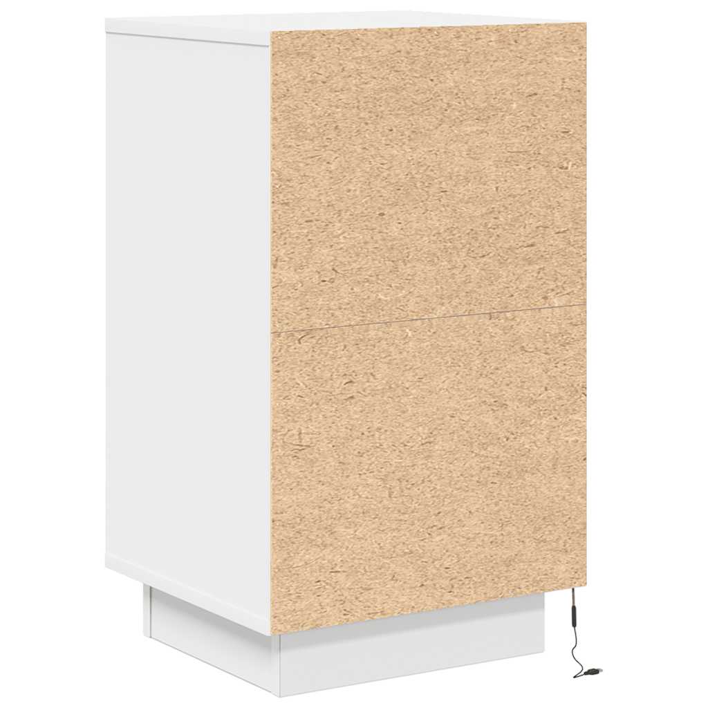 Bedside Cabinet with LED Lights White 38x34x65 cm