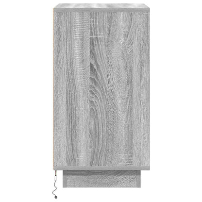 Bedside Cabinet with LED Lights Grey Sonoma 38x34x65 cm