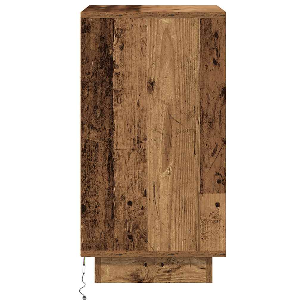 Bedside Cabinet with LED Lights Old Wood 38x34x65 cm