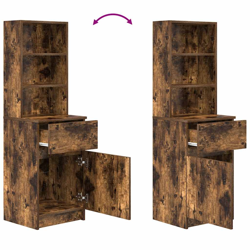 Bedside Cabinet Smoked Oak 39x35x125 cm Engineered Wood