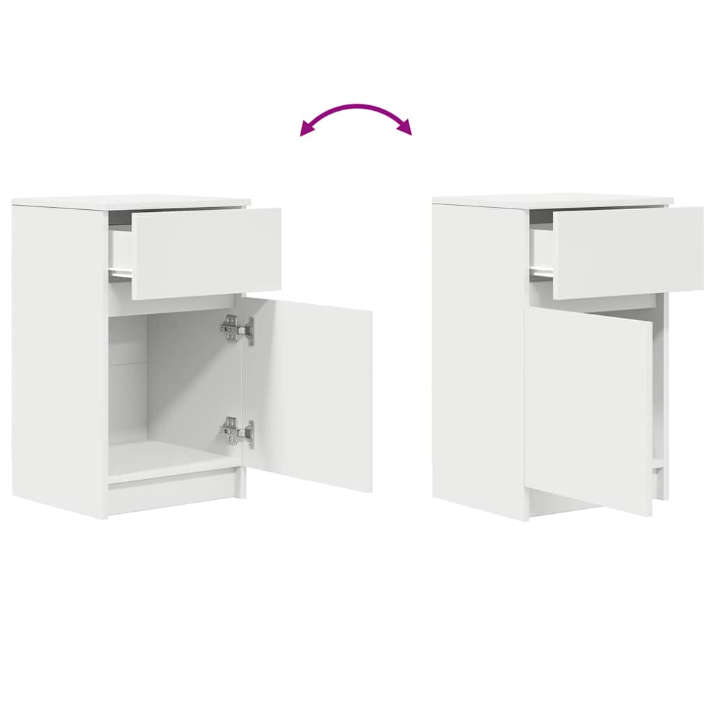 Bedside Cabinet White 39x35x65 cm Engineered Wood