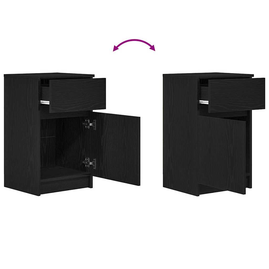 Bedside Cabinet Black 39x35x65 cm Engineered Wood