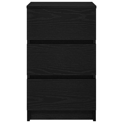 Bedside Cabinet with 3 Drawers Black 39x35x65 cm