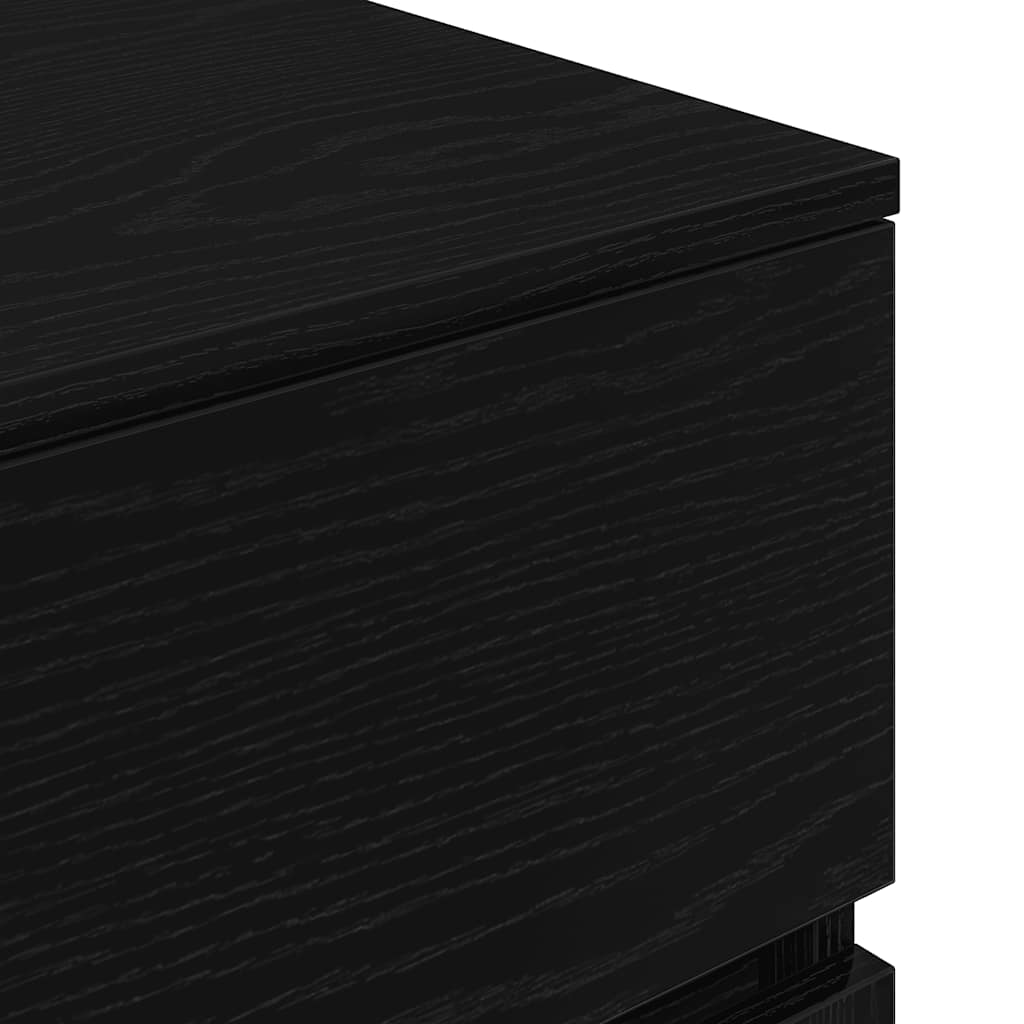 Bedside Cabinet with 3 Drawers Black 39x35x65 cm