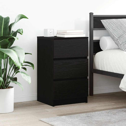 Bedside Cabinet with 3 Drawers Black 39x35x65 cm