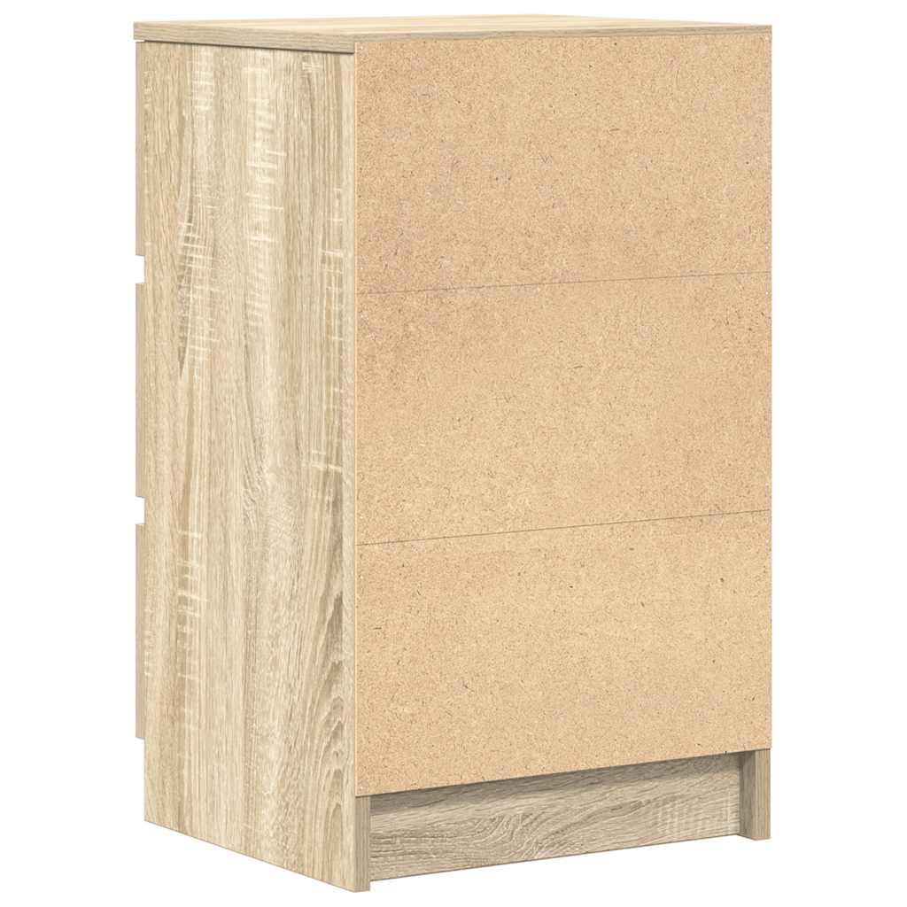 Bedside Cabinet with 3 Drawers Sonoma Oak 39x35x65 cm