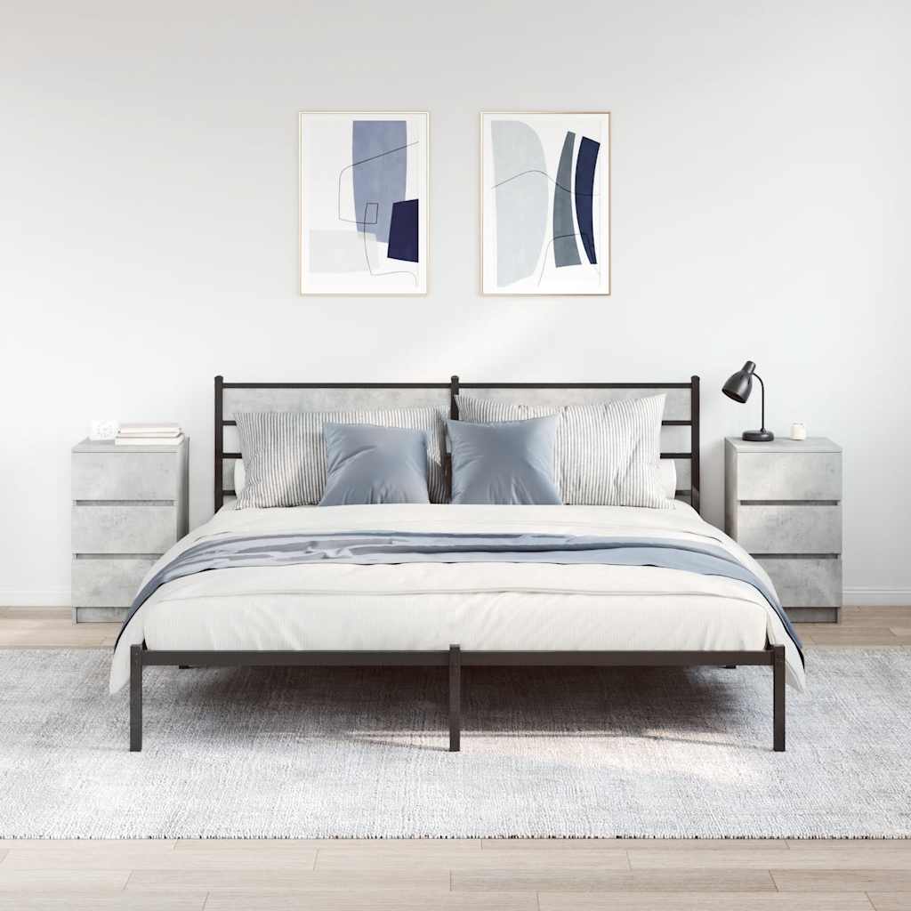 Bedside Cabinets with 3 Drawers 2 pcs Concrete Grey 39x35x65 cm