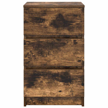 Bedside Cabinet with 3 Drawers Smoked Oak 39x35x65 cm