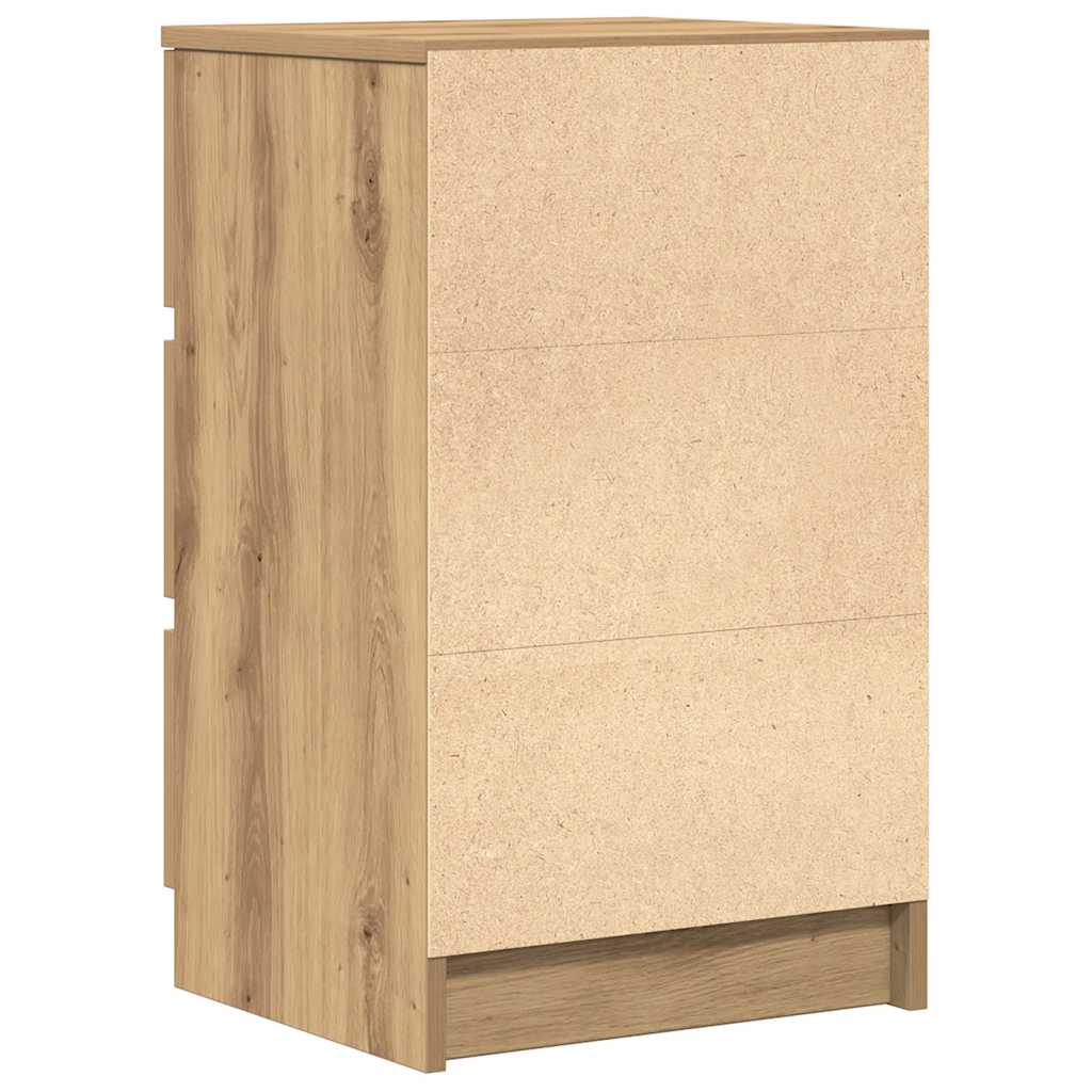 Bedside Cabinet with 3 Drawers Artisan Oak 39x35x65 cm