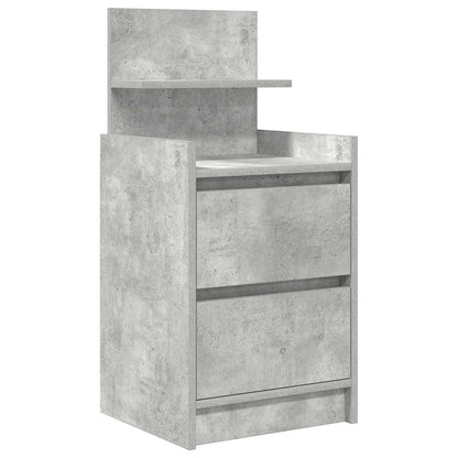 Bedside Cabinet with 2 Drawers Concrete Grey 38x34x80 cm