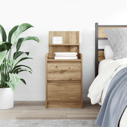Bedside Cabinet with 2 Drawers Artisan Oak 38x34x80 cm