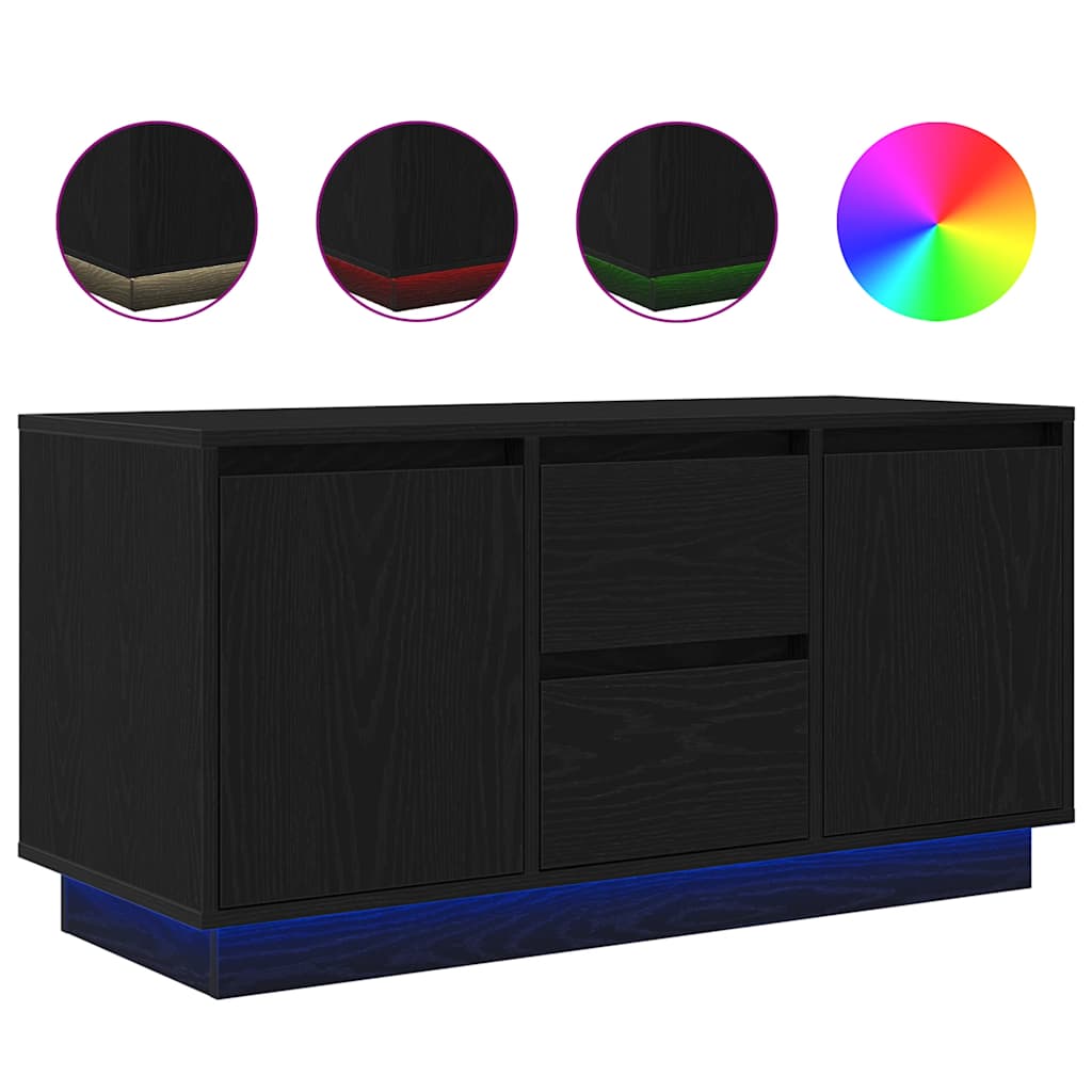 TV Cabinet with LED Lights Black Oak 100x41x50 cm