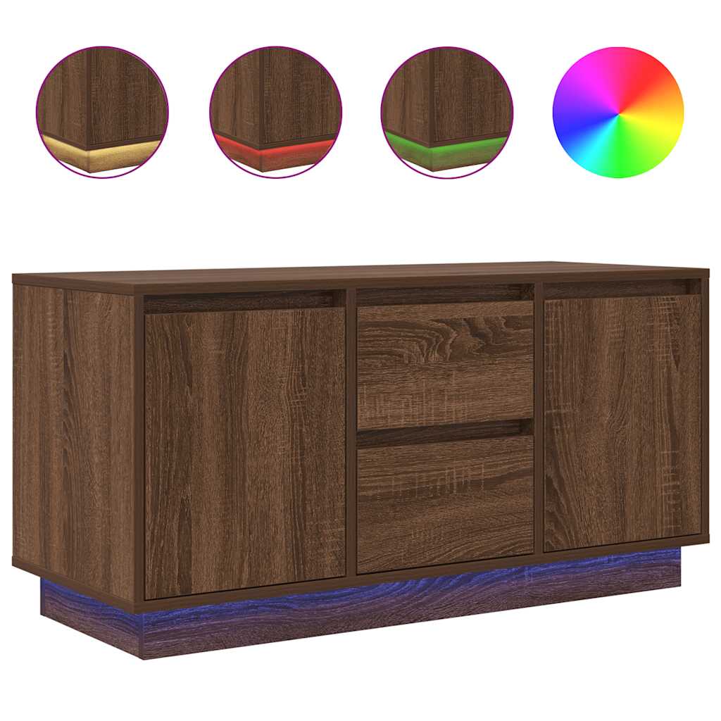 TV Cabinet with LED Lights Brown Oak 100x41x50 cm