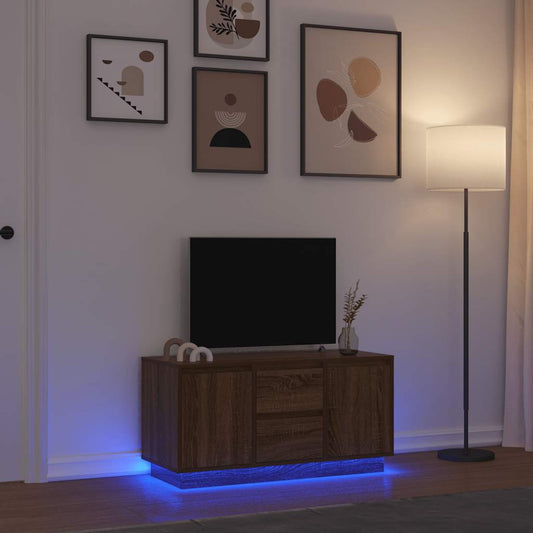 TV Cabinet with LED Lights Brown Oak 100x41x50 cm