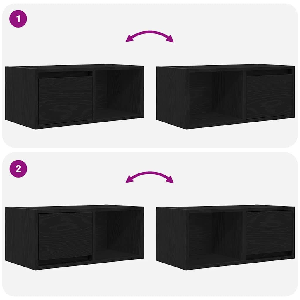 TV Cabinets 2 pcs Black Oak 60x31x25.5 cm Engineered Wood