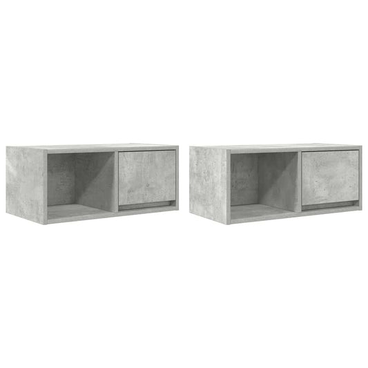TV Cabinets 2 pcs Concrete Grey 60x31x25.5 cm Engineered Wood