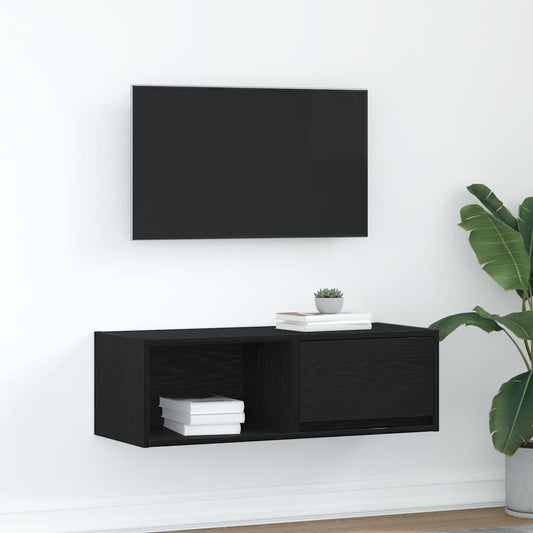 TV Cabinet Black Oak 80x31x25.5 cm Engineered Wood