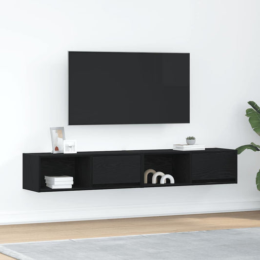 TV Cabinets 2 pcs Black Oak 80x31x25.5 cm Engineered Wood