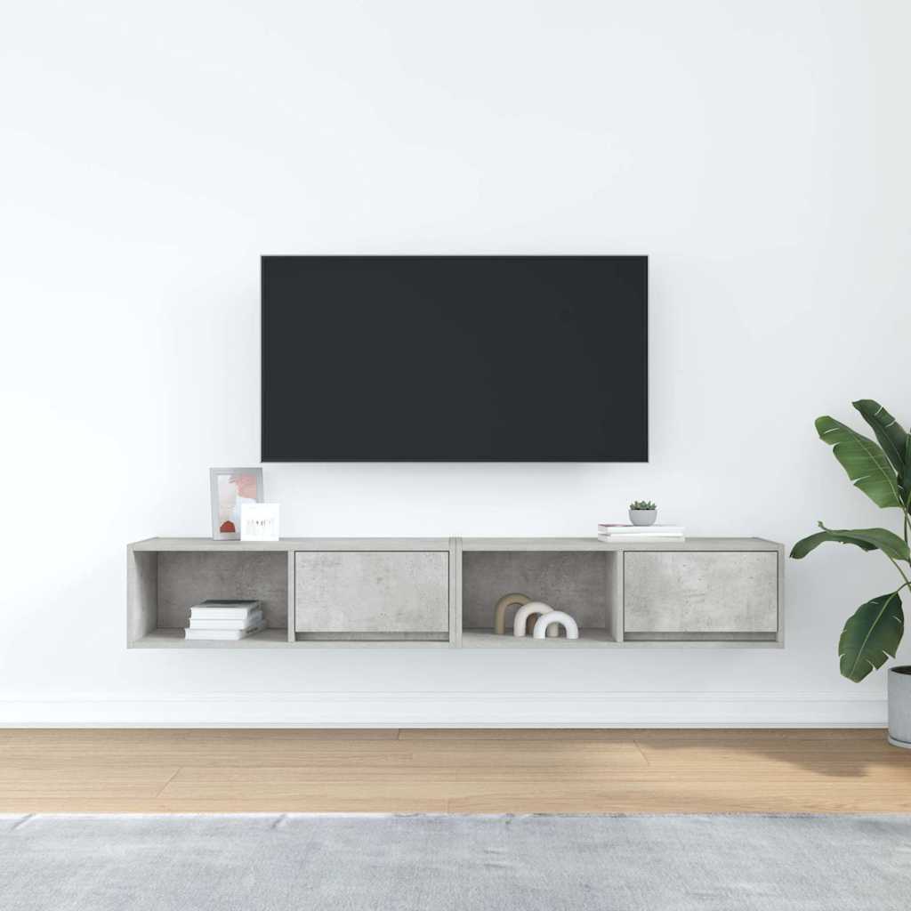 TV Cabinets 2 pcs Concrete Grey 80x31x25.5 cm Engineered Wood