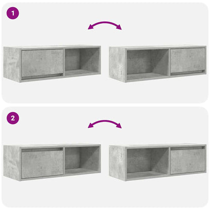 TV Cabinets 2 pcs Concrete Grey 80x31x25.5 cm Engineered Wood