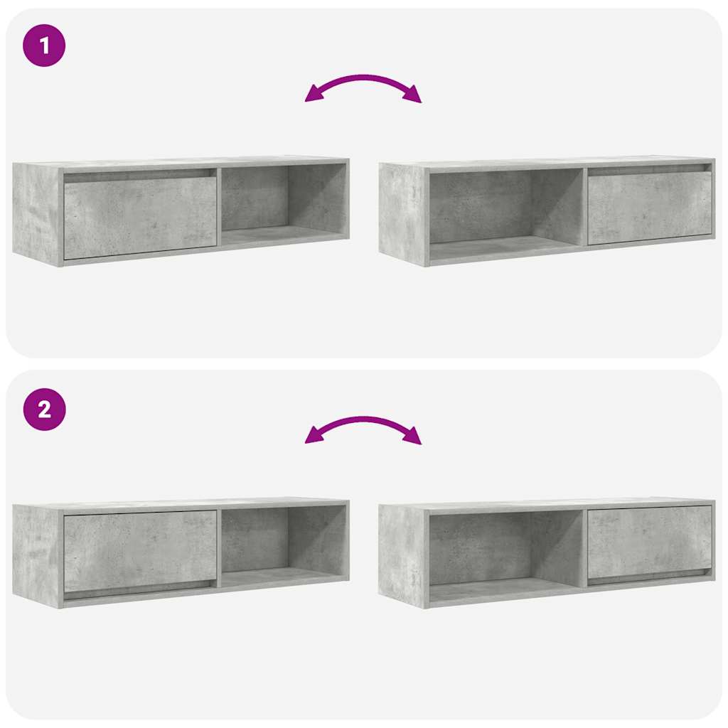 TV Cabinet Concrete Grey 100x31x25.5 cm Engineered Wood