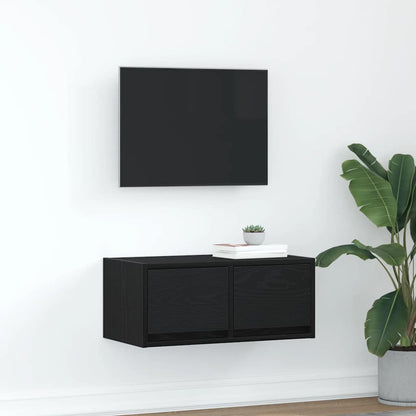 TV Cabinet Black Oak 60x31x25,5 cm Engineered Wood