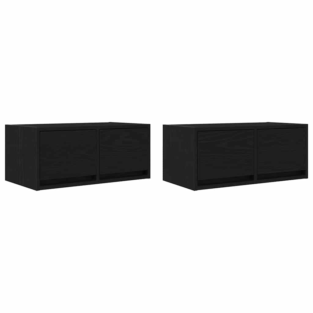TV Cabinets 2 pcs Black Oak 60x31x25,5 cm Engineered Wood