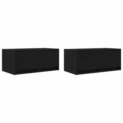 TV Cabinets 2 pcs Black Oak 60x31x25,5 cm Engineered Wood