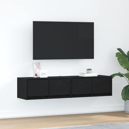 TV Cabinets 2 pcs Black Oak 60x31x25,5 cm Engineered Wood