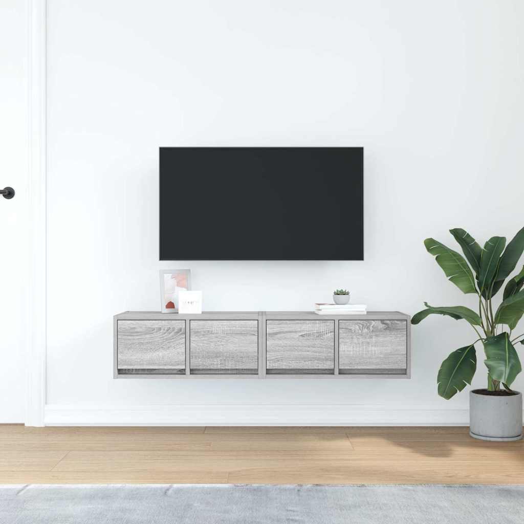 TV Cabinets 2 pcs Grey Sonoma 60x31x25,5 cm Engineered Wood