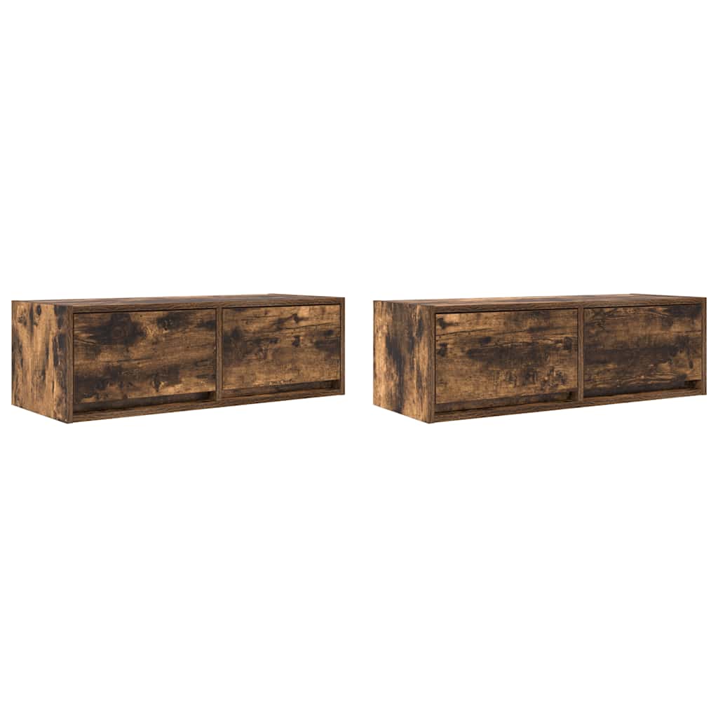 TV Cabinets 2 pcs Smoked Oak 80x31x25,5 cm Engineered Wood