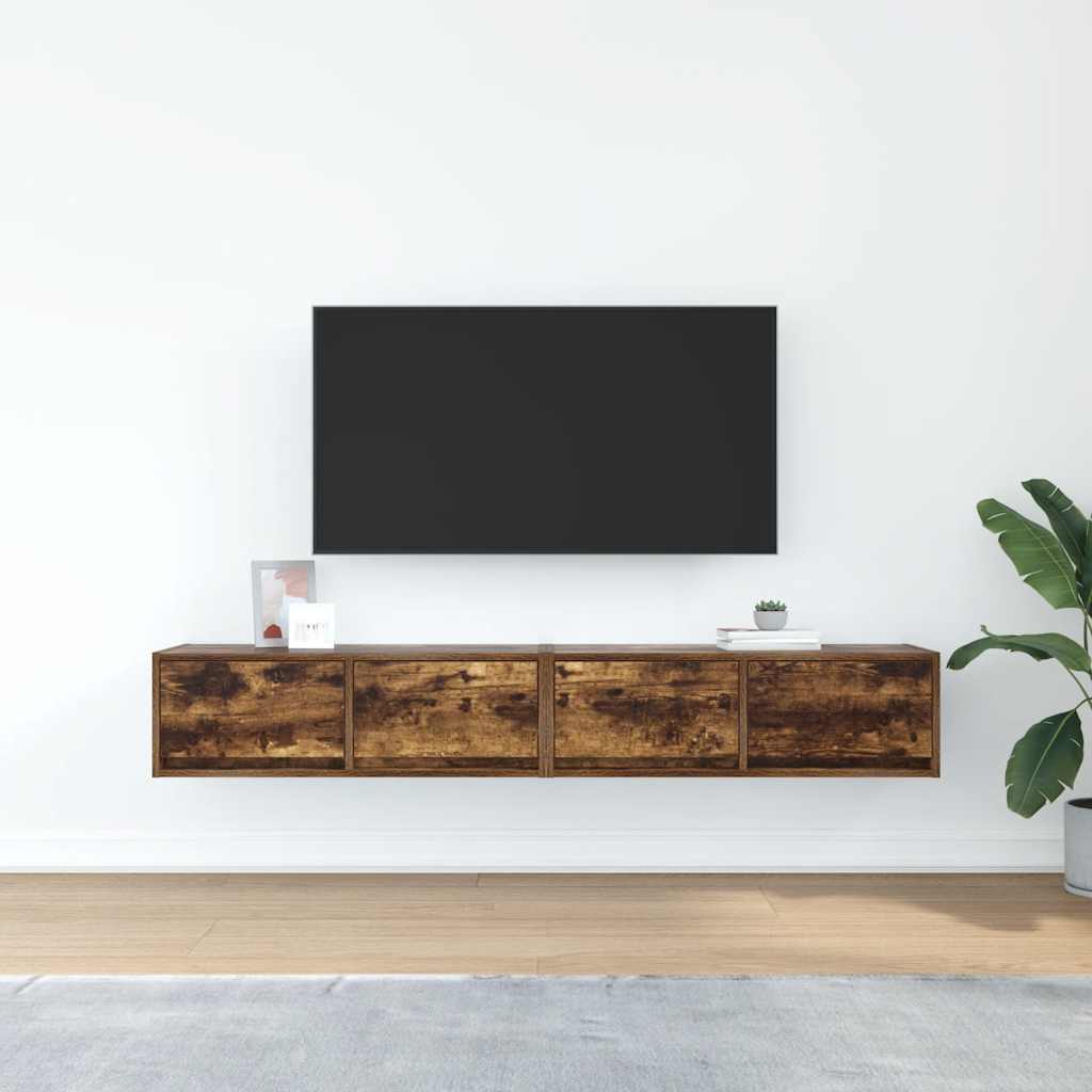 TV Cabinets 2 pcs Smoked Oak 80x31x25,5 cm Engineered Wood