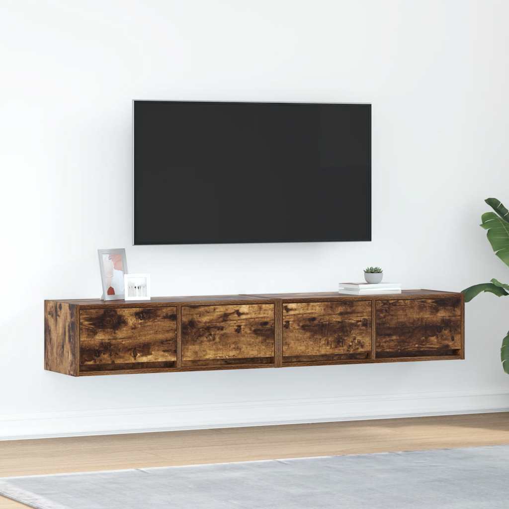 TV Cabinets 2 pcs Smoked Oak 80x31x25,5 cm Engineered Wood