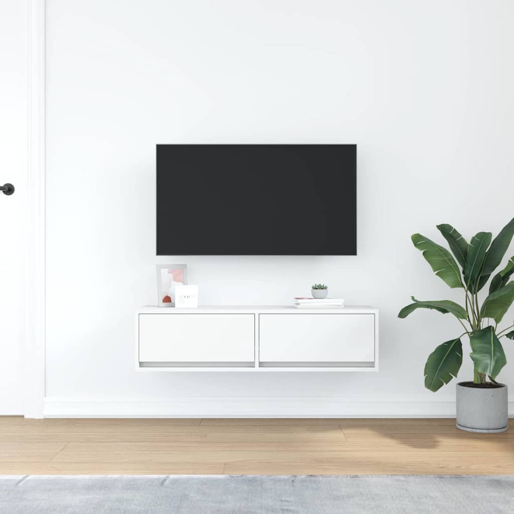 TV Cabinet with Drawer White 100 x 31 x 25.5 cm Engineered wood