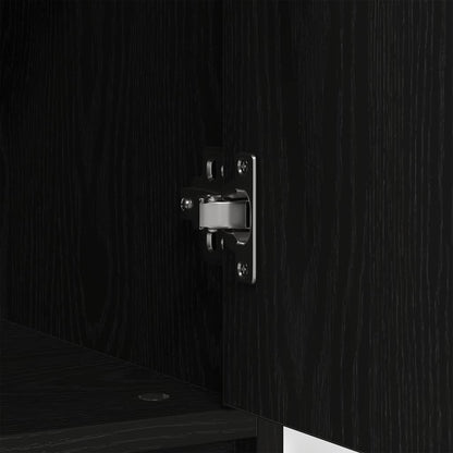 Sideboard with Drawer Black Oak 80x34x76 cm Engineered Wood