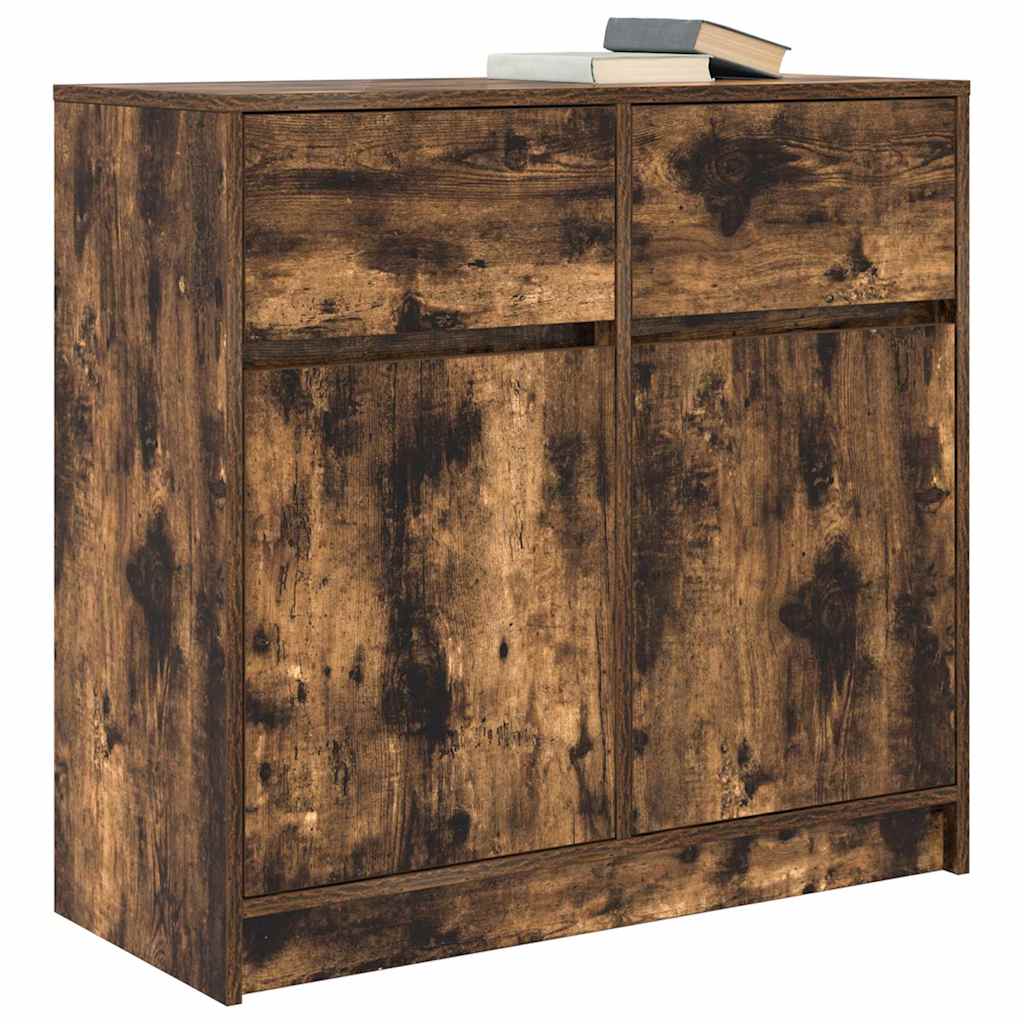 Sideboard with Drawer Smoked Oak 80x34x76 cm Engineered Wood