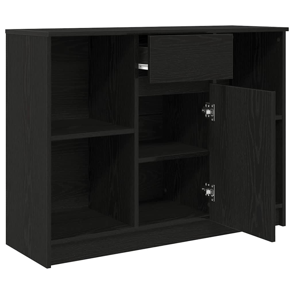 Sideboard with Drawer Black Oak 101x35x76 cm Engineered Wood