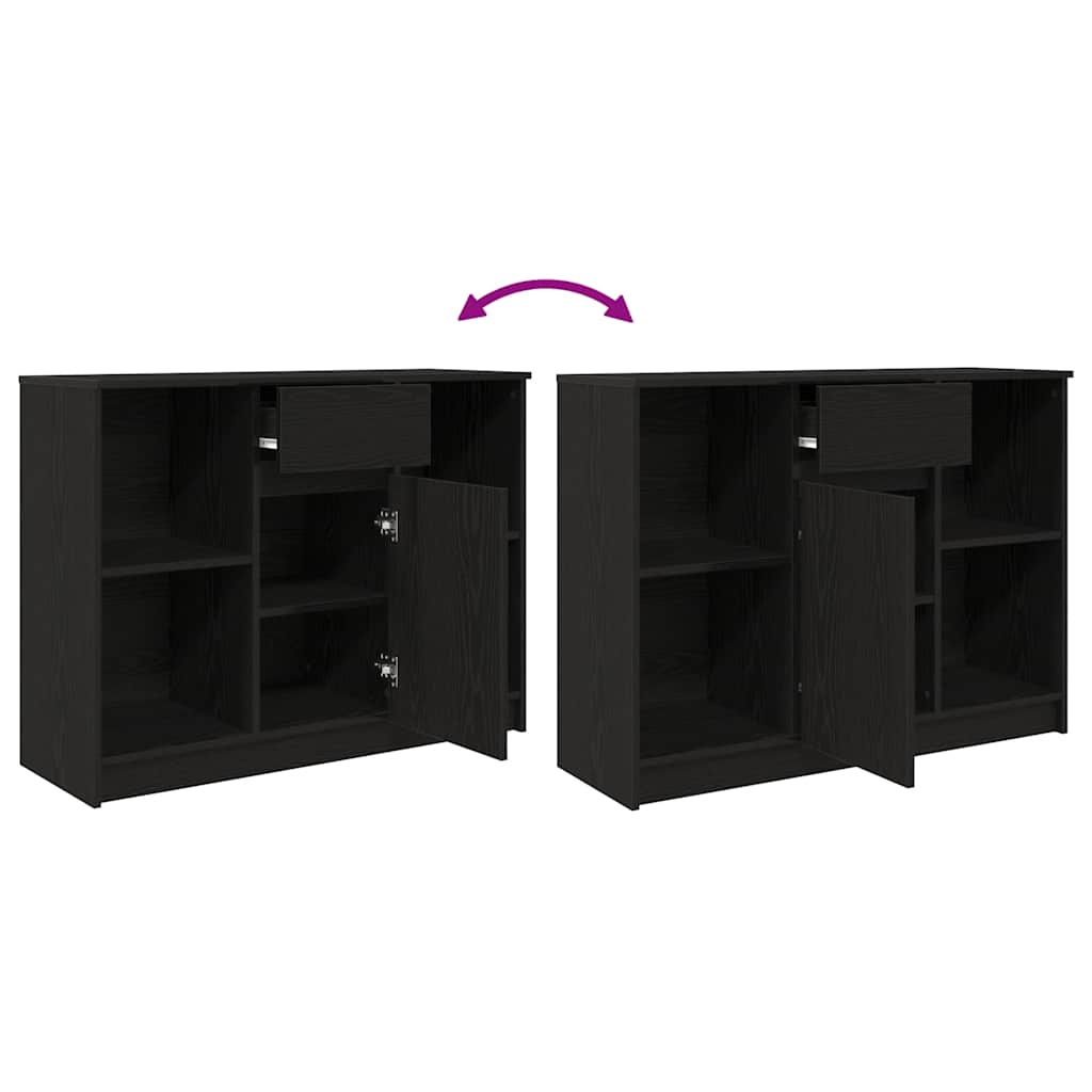 Sideboard with Drawer Black Oak 101x35x76 cm Engineered Wood