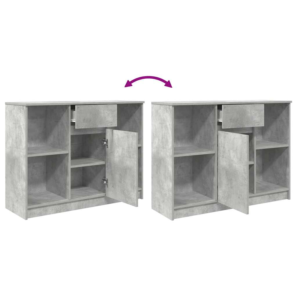 Sideboard with Drawer Concrete Grey 101x35x76 cm Engineered Wood