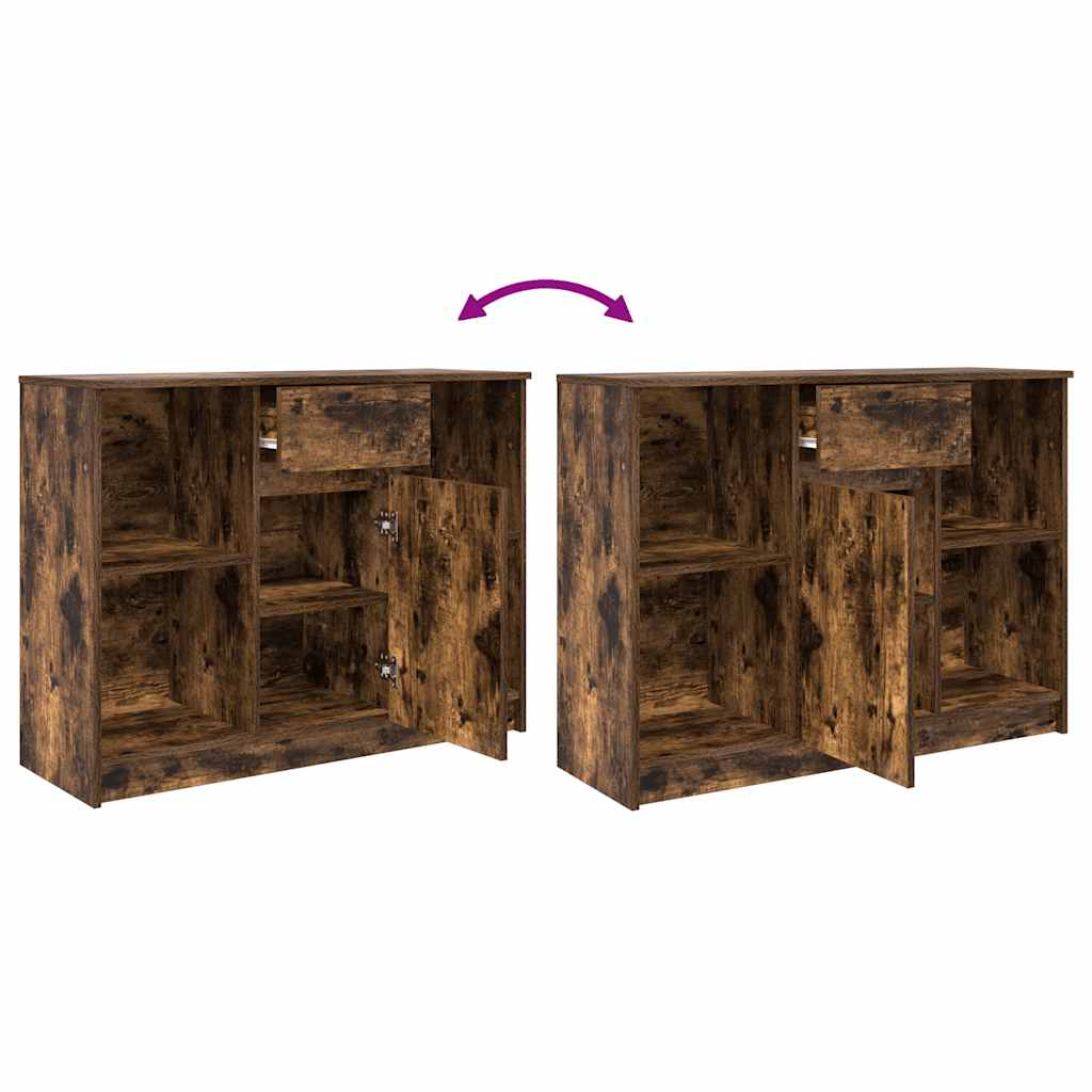 Sideboard with Drawer Smoked Oak 101x35x76 cm Engineered Wood