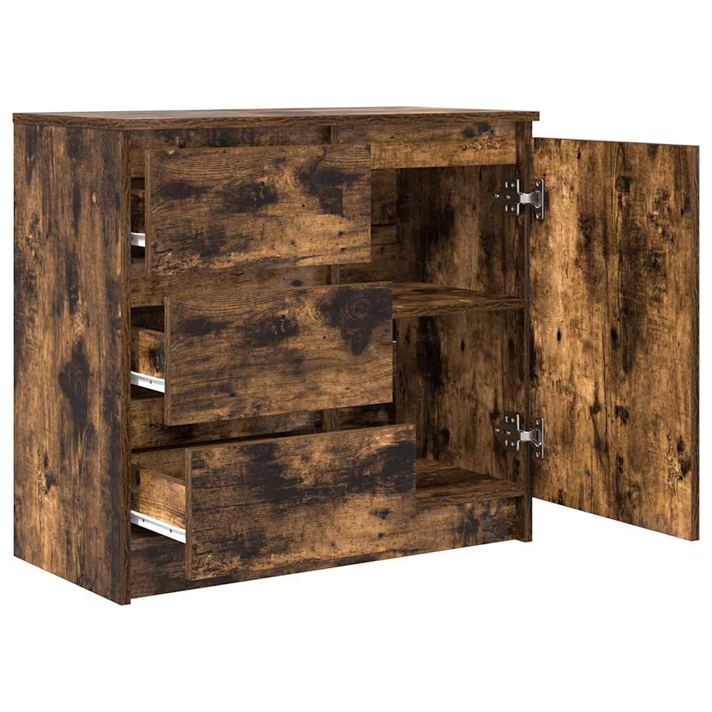 Sideboard with Drawer Smoked Oak 71x35x65 cm Engineered Wood