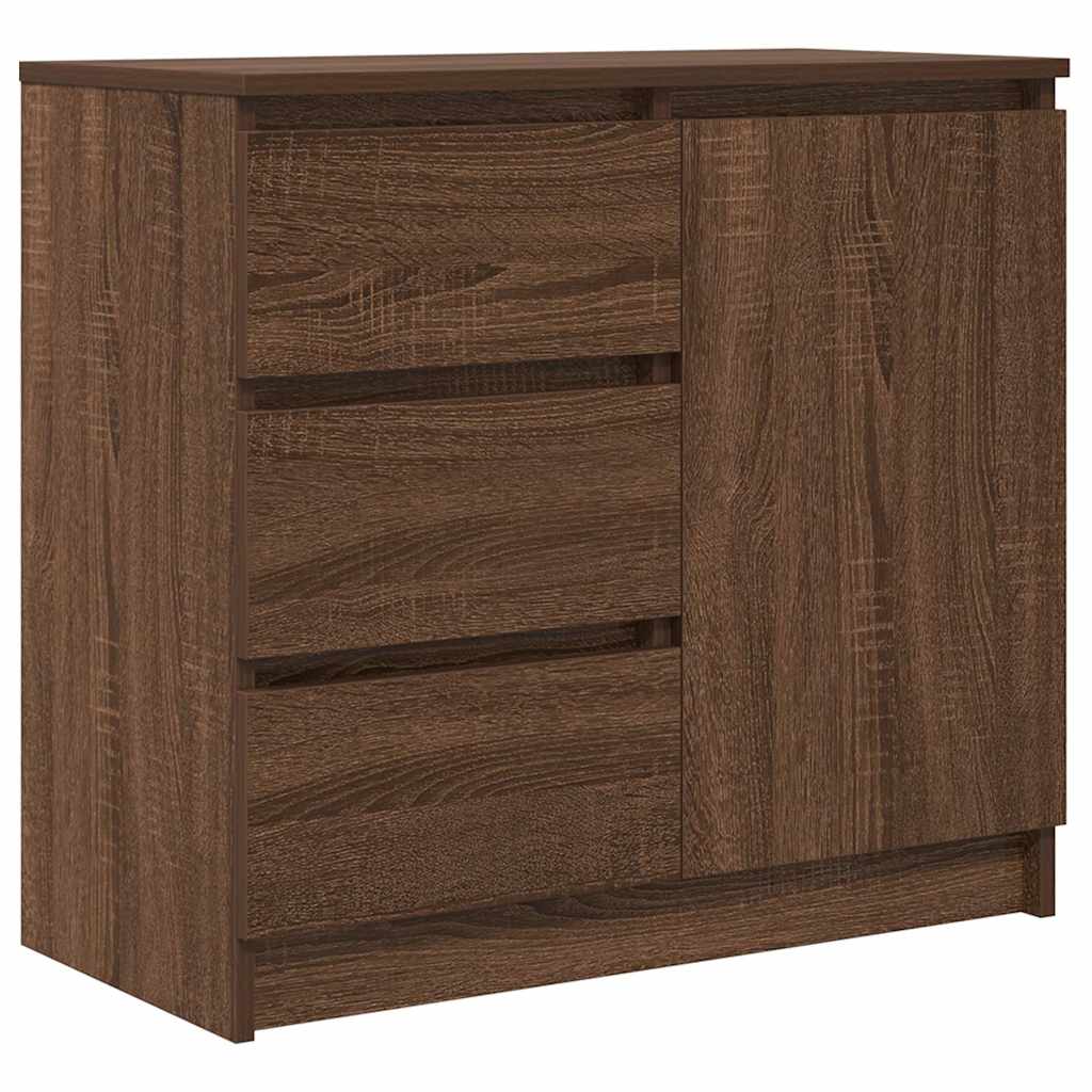 Sideboard with Drawer Brown Oak 71x35x65 cm Engineered Wood