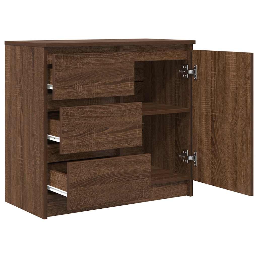 Sideboard with Drawer Brown Oak 71x35x65 cm Engineered Wood