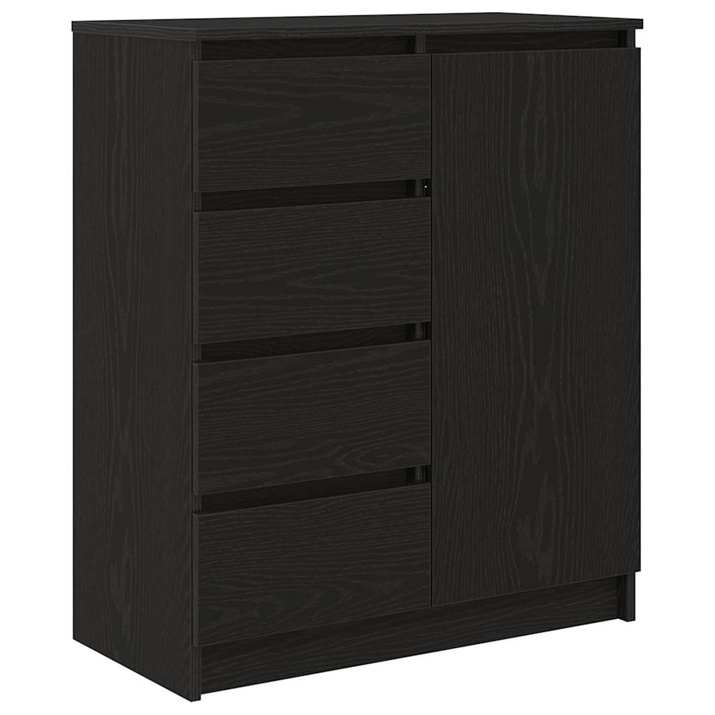 Sideboard with Drawers Black Oak 71x35x84 cm Engineered Wood