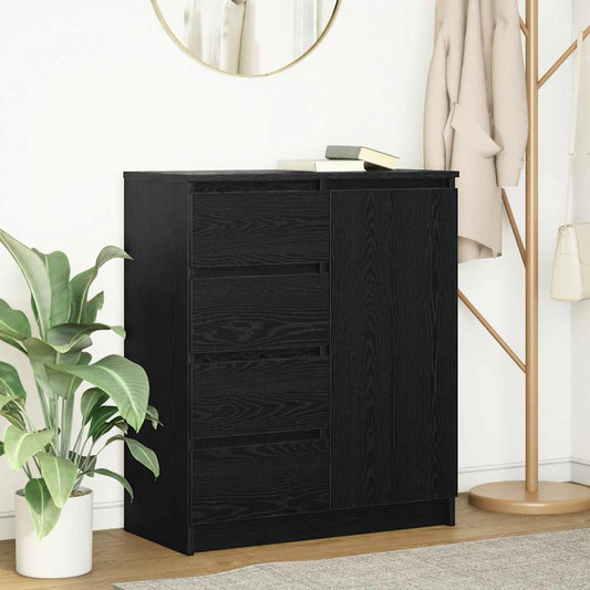 Sideboard with Drawers Black Oak 71x35x84 cm Engineered Wood