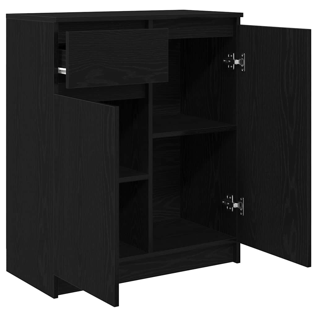 Sideboard with Drawer Black Oak 71x35x84 cm Engineered Wood