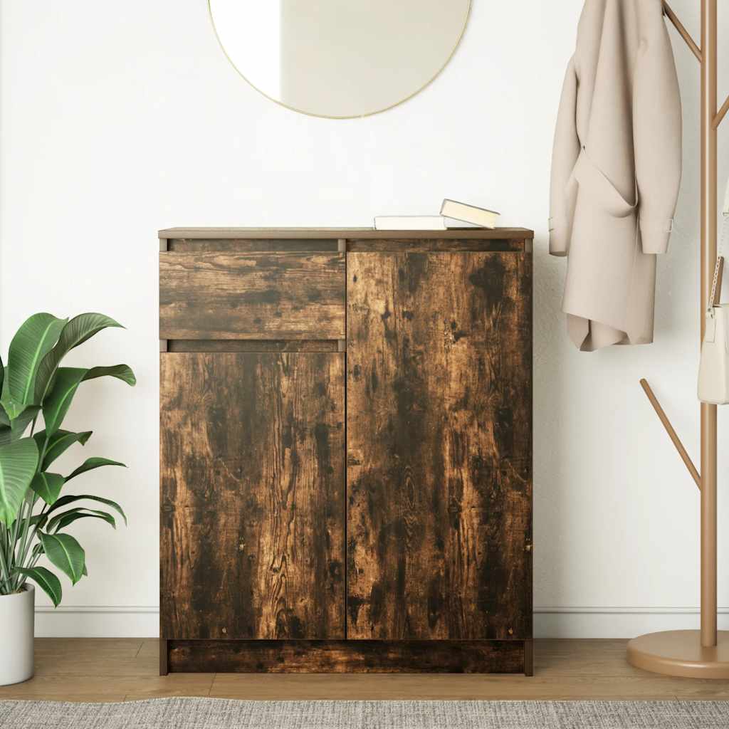 Sideboard with Drawer Smoked Oak 71x35x84 cm Engineered Wood