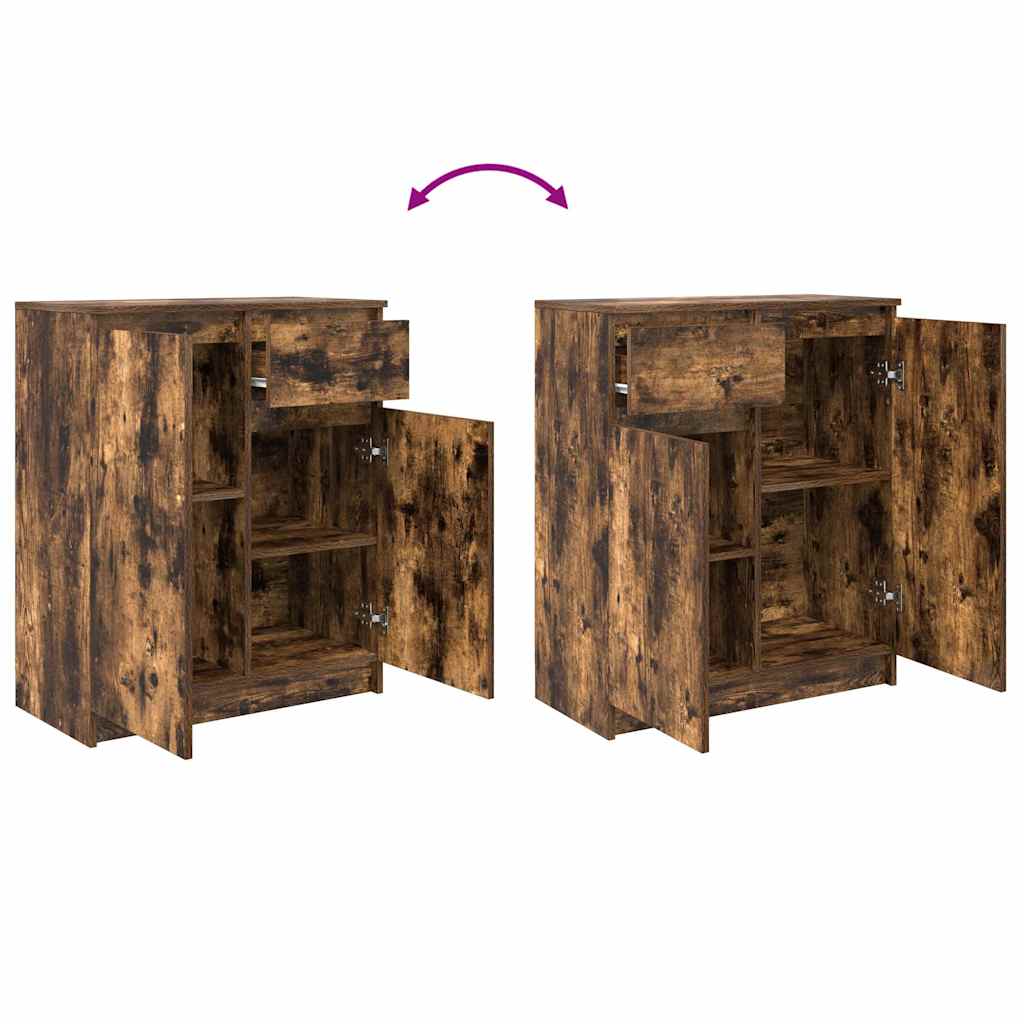 Sideboard with Drawer Smoked Oak 71x35x84 cm Engineered Wood