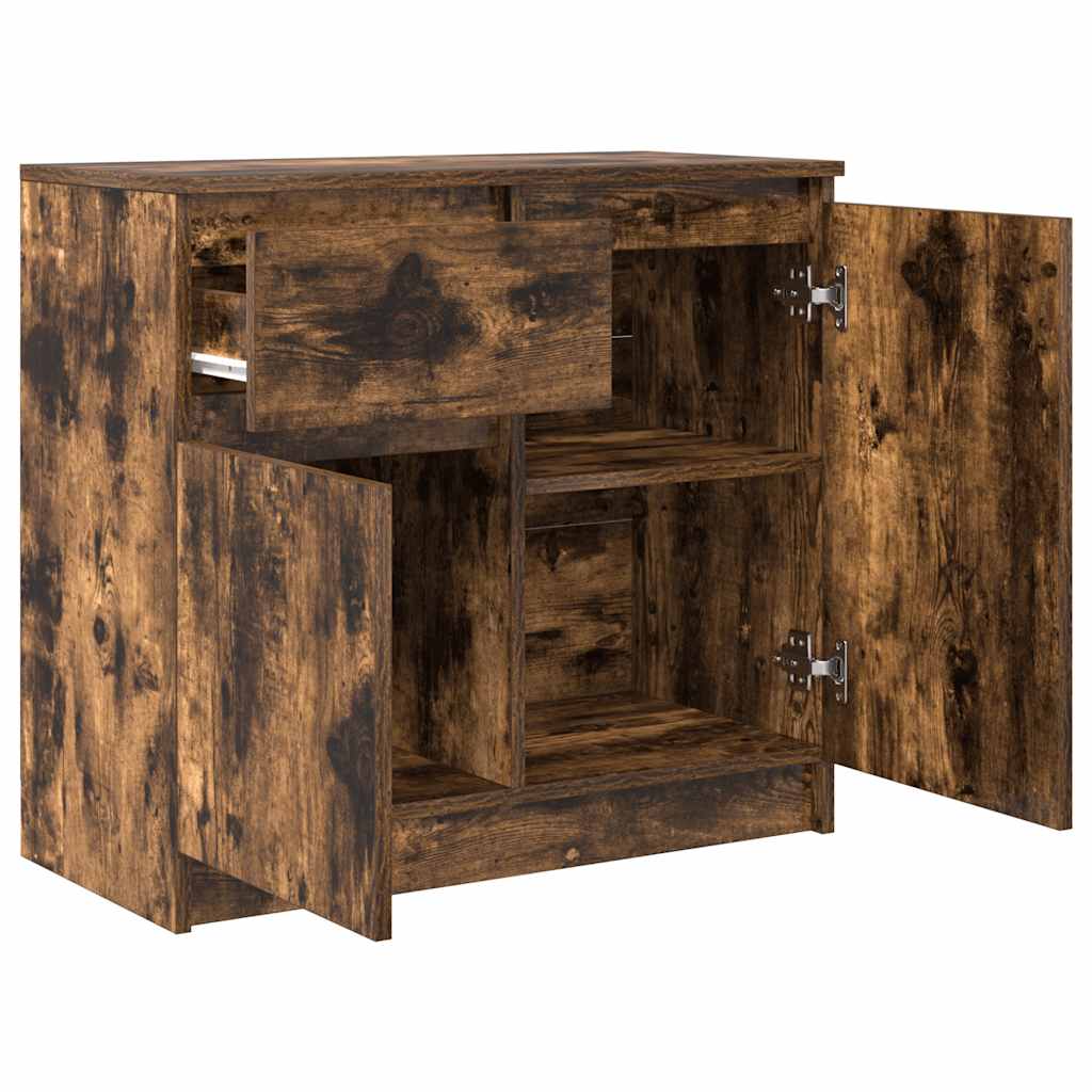 Sideboard with Drawer Smoked Oak 71x35x65 cm Engineered Wood